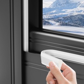 Weather Stripping Door Seal, 118 inch Seal Strip for Doors/Windows, Self-Adhesive Backing PU Foam Seals, Soundproofing, Insulation Strip, Door Sealers for Door Frame- White