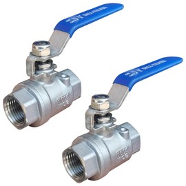 POTONZ Full Port Ball Valve 1/2" NPT Heavy Duty Stainless Steel 304 For Water,Oil and Gas with Blue Handles （pack of 2）