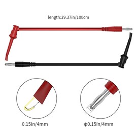 CZJZDZ J.70057A - 2 clips de gancho de prueba, cable de cable de prueba, enchufe plátano de 4 mm para multímetro, cable de puente de prueba eléctrica de 100 cm