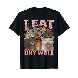 I Eat Cement Funny Cat Meme Bootleg Graphic T-Shirt