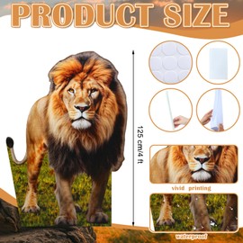 Yookeer 4ft Lion Cardboard Cutout Stand up Life Size Safari-Themed Birthday Party Decoration Jungle Lion Cardboard Stand-up Photo Prop for Zoo Theme Vbs Event Backdrop Stand up Decorations