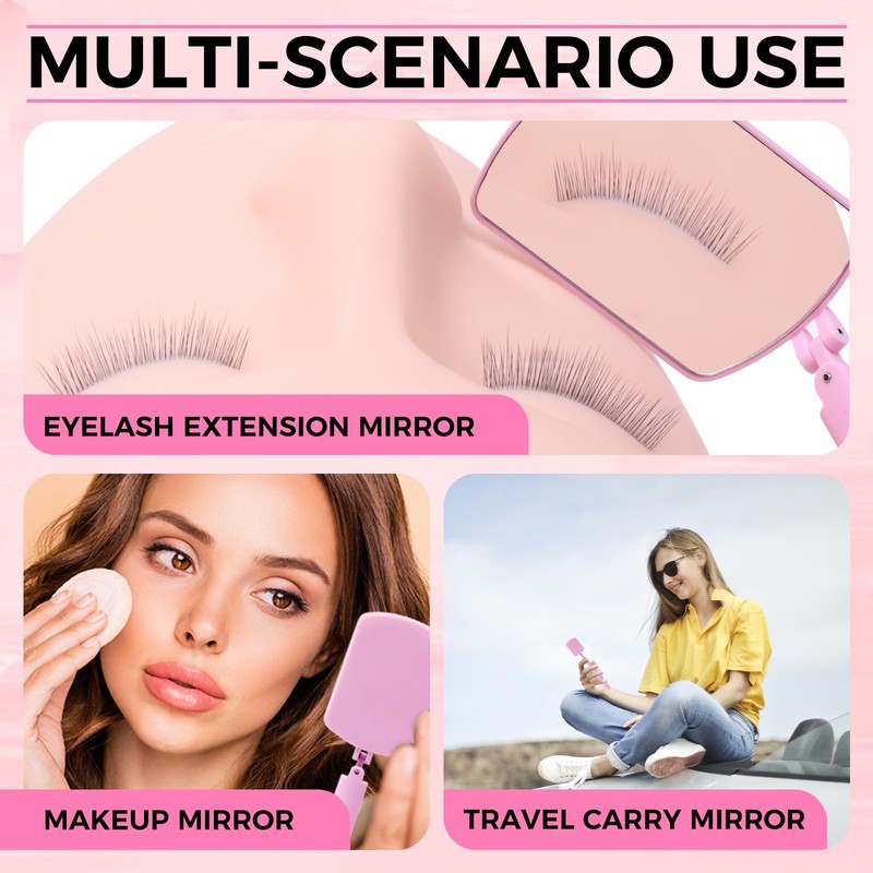 Miuffue Flexible Large Square Lash Mirror, 260°Rotation Folding Portable Eye