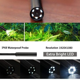 BlueFire Upgraded Super Long 1080P Semi-Rigid Wireless Endoscope, 2 MP HD WiFi Borescope Inspection Camera, Zoomable Focus 1800mA Battery Snake Camera for Android & iOS Smartphone Tablet (15M)