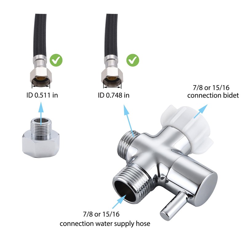Walkinginrain Bidet T Adapter With Shut off Valve,3 Way T