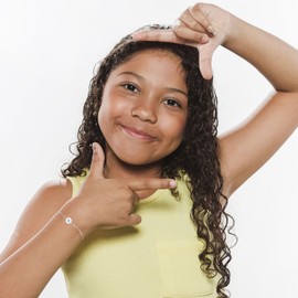 LOVE YOUR CITY Small Flower Bracelet Jewellery Gifts for Girls Children Lovingly Crafted Children's Jewellery Made of 925 Sterling Silver with Enamel. Adjustable 14-17 cm, Silver