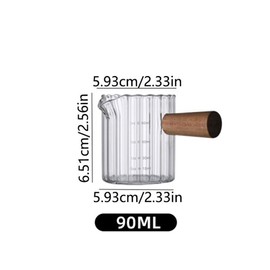 zaoalife Glass Creamer Pitcher,Glass Measuring Cups with Spout,Wood Handle Single Spouts Espresso Cups Heat Resistant Espresso Glasses for Coffee Milk Tea
