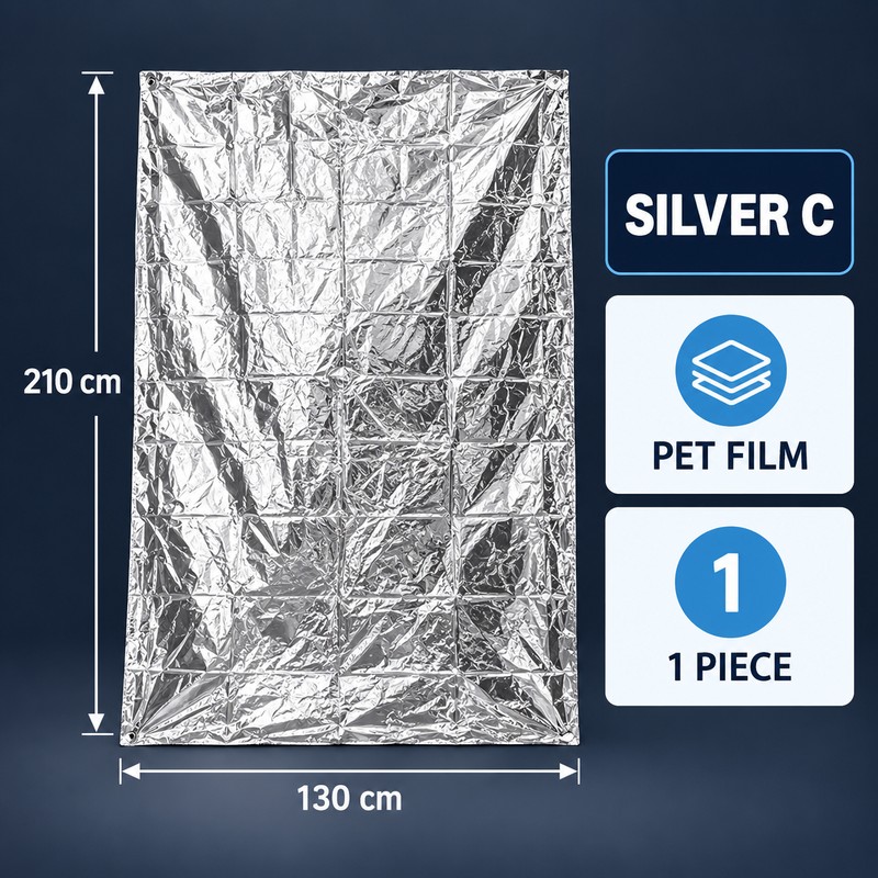 2-Pack PET Emergency Thermal Blankets, Reflective Survival Covers for Camping,