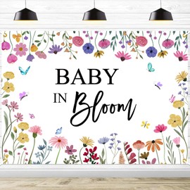 Wildflower Baby in Bloom Backdrop - Girl Wildflower Baby Shower Decor, Spring Floral Baby in Bloom Baby Shower Party Decorations 7x5ft