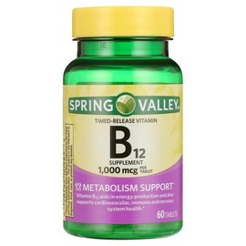 Spring Valley Timed-Release Vitamin B12 Tablets 1,000 mcg - Healthcare Supplement for Energy, Fitness & Daily Health Support, Edible - Count: 300