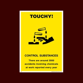 Touchy! Control substances Plastic Sign with double sided fixing tape (SP6) - No Smoking, Building, Counter, Bar, Premises, Law, Naked Lights