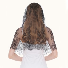 Hayaww Veil Long Chapel Veil Lace Veil Bridal Veil Scarves Veil Wraps Lace Chapel Veil Catholic Veil Wedding Mantilla Veil for Festive Fancy Dress, a