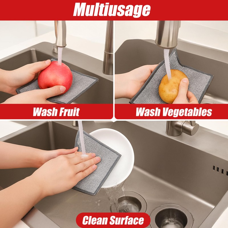 EcoNour 10-Pack Non-Scratch Wire Dishcloth | Multipurpose Thread Miracle Cleaning