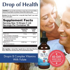 KAL Vitamin B Liquid Drops 2 Fl Oz B6 B12 Folate Energy Support Mixed Berry Flavor