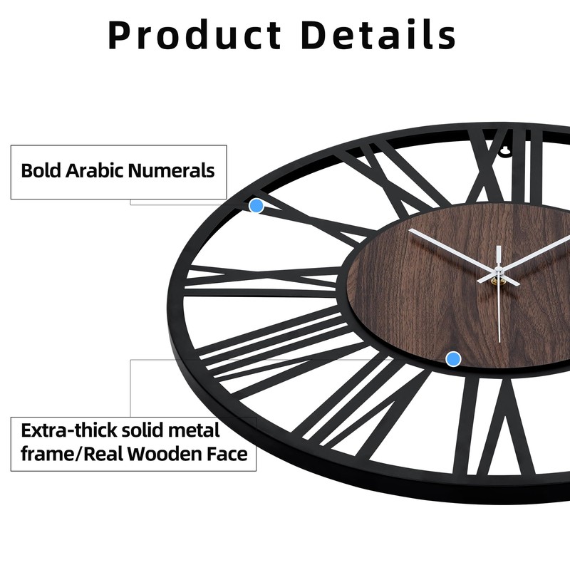 Mee 2ou 24 Inch Large Metal Wall Clock with Voice