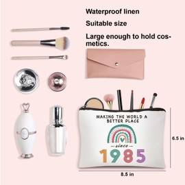 CoCoCherry 40th Birthday Gifts for Women, 40 Year Old Birthday Gifts Cosmetic Bags, Funny 40th Birthday Gift for Her Makeup Bag, Presents for Female 40th Birthday(1985)