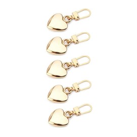5Pcs Heart Shaped Zipper Pull Replacement - Metal Backpack Zipper Mend Fixer Repair for Coats, Jackets, Pants, Luggage - Fasteners, Sewing Notions and Supplies Charms (Gold)