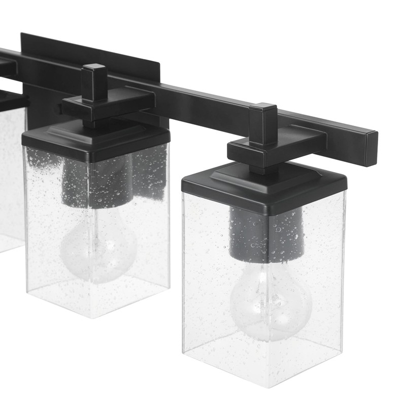 Globe Electric 52089 Dakota 4-Light Vanity Light, Matte Black, Seeded