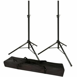 MR DJ USA - 2 Piece Set - SS350B Speaker Stand with Road Carrying Bag Universal Black Heavy Duty Folding Tripod PRO PA DJ Home On Stage Speaker Stand Mount Holder with Road Carrying Bag