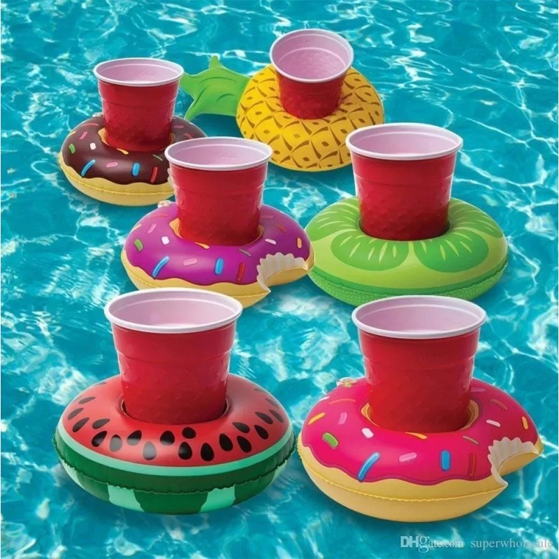 KFMX 12porta Vasos Inflables Surtido Verano Palmera Flamingo Dona