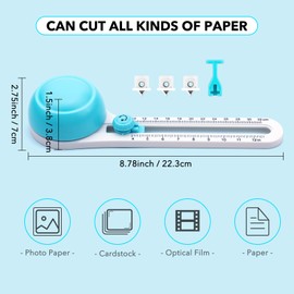 Circular Paper Cutter Adjustable Rotary Round Paper Cutter Trimmer with 3 Replaceable Blades 360 Degree Circle Cutting Tool-Cuts Circles from 4 to 12 Inches for scrapbooks DIY Crafts, Cards Making
