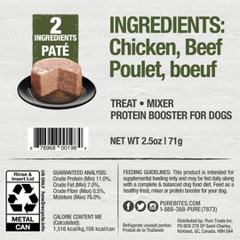 PureBites Chicken & Beef Pates for Dogs, only 2 Ingredients, case of 12