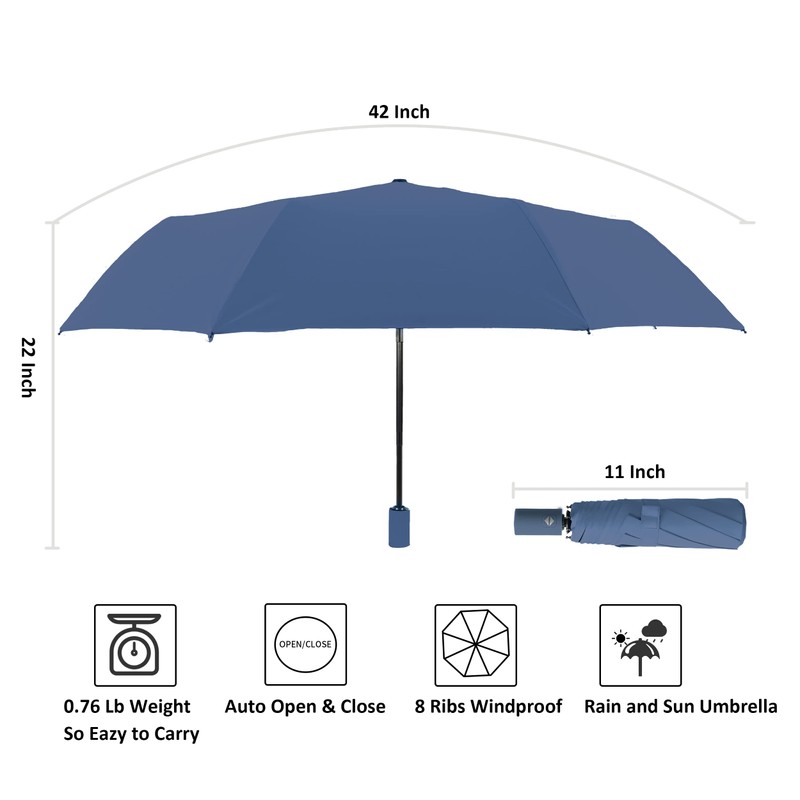 Small Travel Umbrella for Rain Protection Sun-Folding UV Umbrella Windproof