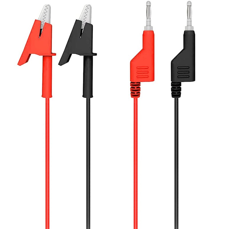 Greluma 2pcs Test Leads, 4mm Stackable Banana Plug to Crocodile