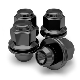 White Knight M12x1.50 Black Chrome Factory Style Lug Nuts for Select Toyota Lexus Kia Genesis - Med Mag W/Washer - Carbon Steel for Durable Construction & EZ Installation - 5307BK-4 (4 Pack)