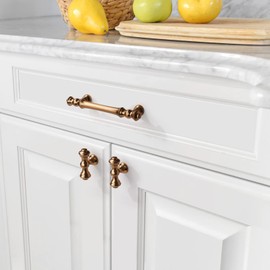 Asidrama 10 Pack 3.75 Inch(96mm) Champagne Bronze Kitchen Cabinet Handles,Brushed Brass Cabinet Pulls Kitchen Cabinet Hardware for Cupboard Gold Drawer Pulls
