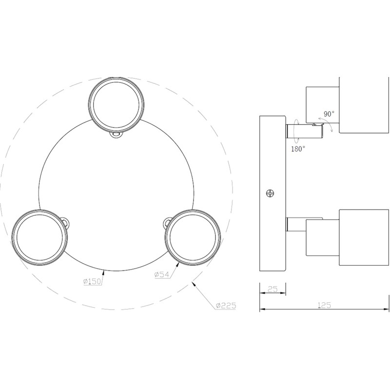 Triple GU10 Spotlight in Matt Black