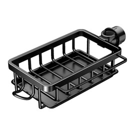 Lybunair Sink Organizer Sink Faucet Organizer with Drip Tray, Rustproof Faucet Holder, Sink Brush Holder for Kitchen, Home (Black)