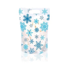 JarThenaAMCS 60 Pcs Winter Zip Lock Bags Christmas Clear Blue Snowflake Plastic Candy Treat Bag Resealable Goody Cookie Sealing Gift Bag with Handle for Party Favor Wrap Supplies
