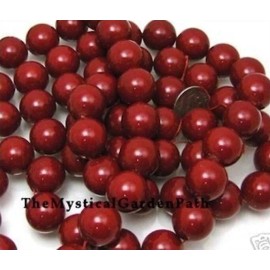 OOAK 1 Strand(25) Gorgeous Garnet Red 16mm Round Shell Pearl Beads *