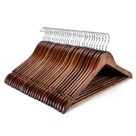 HOUSE DAY Wooden Hangers 150 Pack, Heavy Duty Walnut Coat Hangers for Closet, Smooth Finish Wooden Coat Hangers Suit Hangers with Non Slip Pants Bar, Sturdy Wood Clothes Hangers for Shirts, Walnut