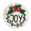 Welcome Sign Christmas Joy Round Aluminum Sign Christmas Mistletoe Wreath
