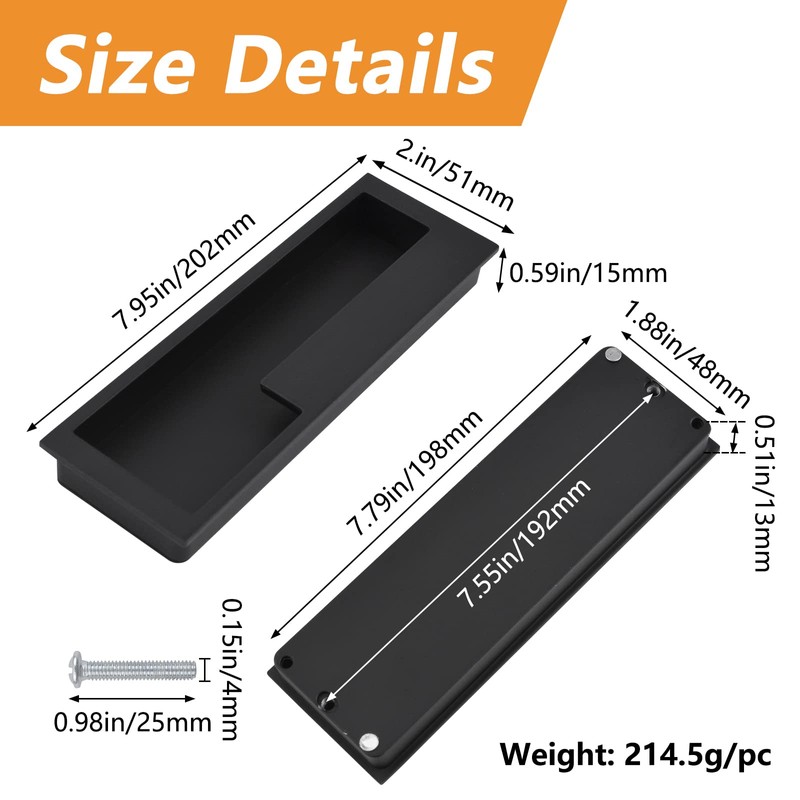 MOROBOR Zinc Alloy Flush Pull Handles, 2pcs Embedded Sliding Door