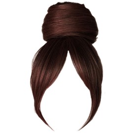 Hairuwear Hairdo Trendy Fringe and Bun Hairpiece With Fashionable Bangs and Side Piece, R435S Glazed Black Cherry