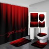 AAtter 4 Piece Red and Black Shower Curtain Set Get