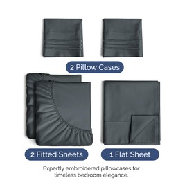 Split King Size 5 Piece Sheet Set - Extra Soft, Breathable And Cooling Sheets - Hotel Luxury Bed Sheets for Women & Men - Deep Pockets, Easy-Fit & Wrinkle-Free Sheets - Slate Blue Oeko-Tex Bed Sheets