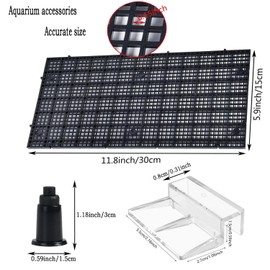 Aquarium Fish Tank Bottom Isolation with Bracket,Plastic Grid Divider Tray Egg Crate with Fish Tank Glass Cover Clip （4 Pack）