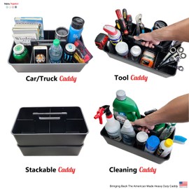 Enjoy Organizer- 2 Commercial Extra Large Portable Stackable Carry Caddy, Black, Carrier for Cleaning, Bathroom, Supplies, Tools, All-Purpose Made in USA (2)