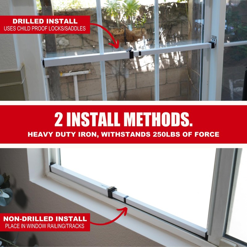 SecurityMan Window Security Bar - Easy Install for Horizontal/Vertical Windows