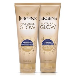Jergens Natural Glow +FIRMING Self Tanner Body Lotion, Fair to Medium Skin Tone, Sunless Tanning Moisturizer with Collagen and Elastin. Helps to Visibly Reduce Cellulite, 7.5 oz (2 Pack)
