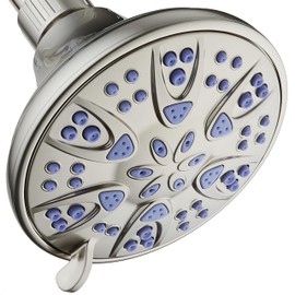 AquaDance Antimicrobial – Anti-Clog High-Pressure 6-Setting Shower Head with Microban Nozzle Protection from Growth of Mold, Mildew & Bacteria for Stronger Shower! 4" Sunset Blue