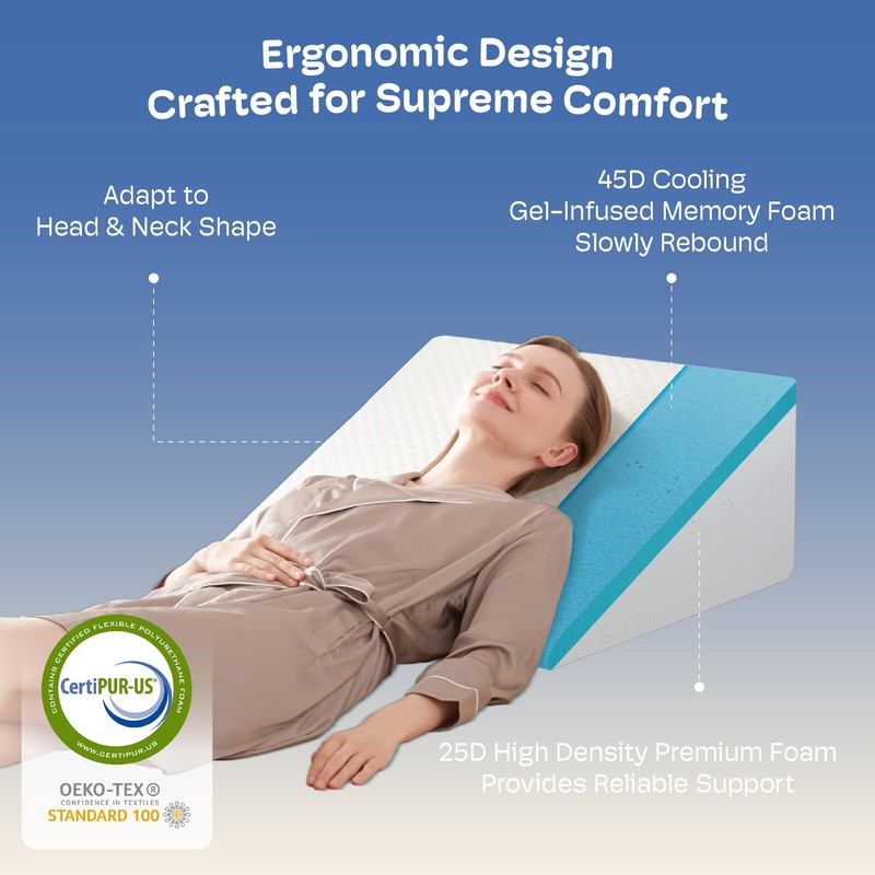 Simpledad 12" Bed Wedge Pillow for Post-Surgery Sleeping & Headboard