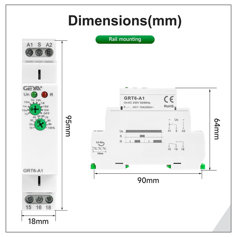 GEYA 2 Output 10A Delay Off Single Function Time Relay