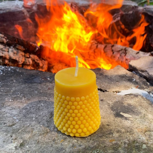 Modern Beeswax Pillar Candle Set/Bubbly & Diamond Candles/Handmade in USA