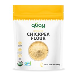 Quay Naturals Organic Chickpea Flour, Garbanzo Bean Flour, 1.5 lb, Non-GMO, Gluten-Free, Vegan. Ideal for Baking, Frying, Flatbreads & Grain-Free Cooking.