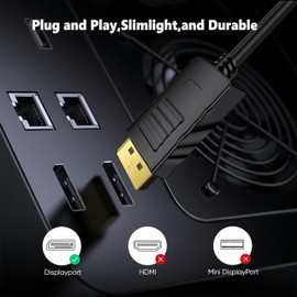 CEFOJQAO DisplayPort Cable 10-Pack, 6ft DP Cord [4K@60Hz, 2K@165Hz, 2K@144Hz], High Speed Display Port Cable 120Hz 144Hz 165Hz for Gaming Monitor, Graphics Card, TV, PC, Laptop, Computer