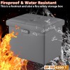 Fireproof Storage Stool 17x13x13 Inch Folding Leather Footstool with Lock